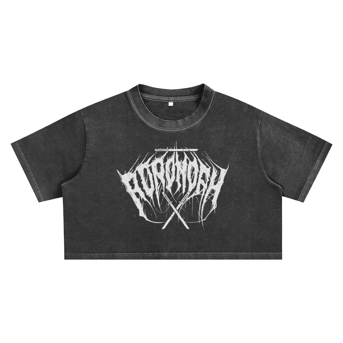 White Logo Washed Crop Top