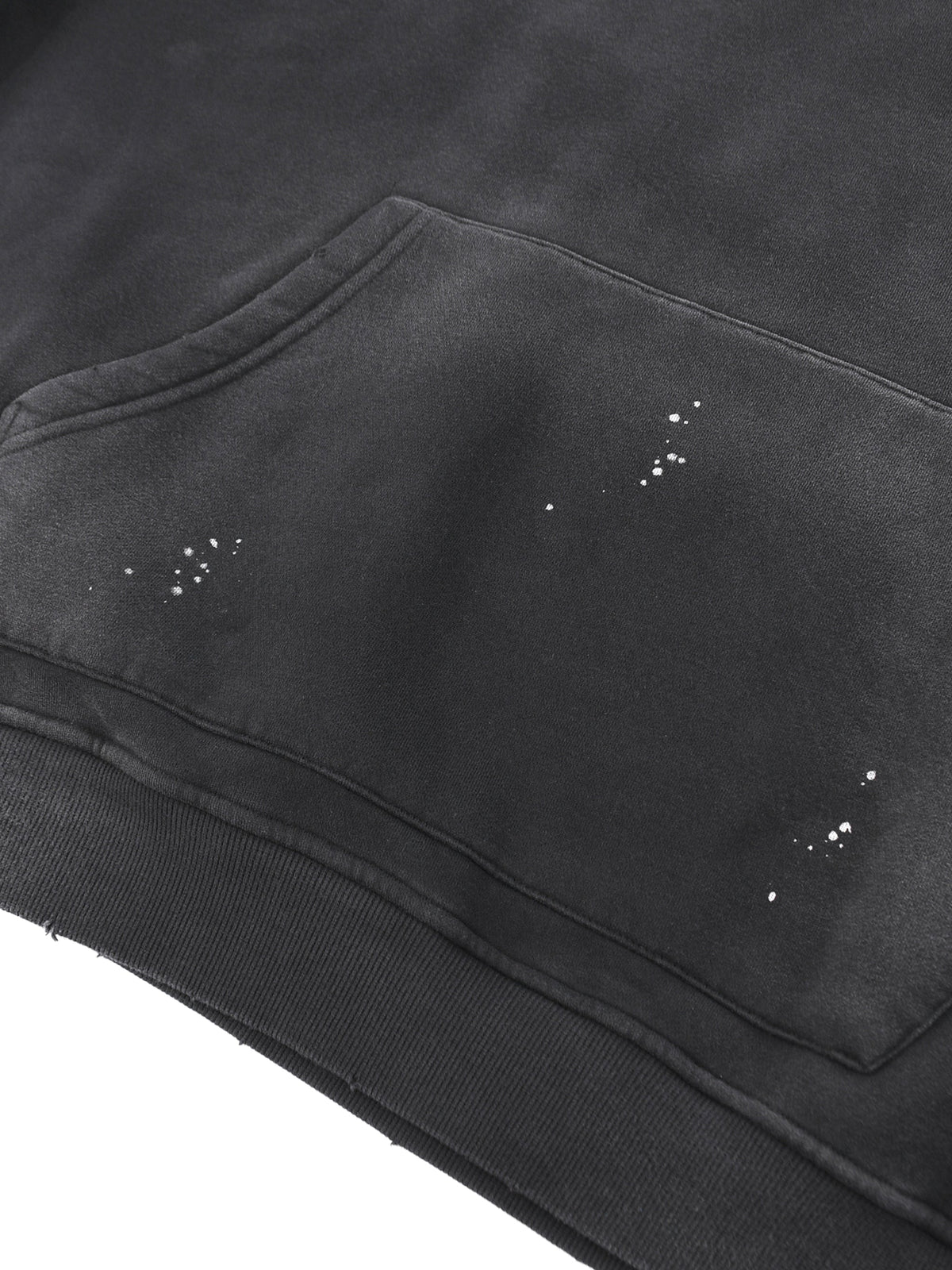 White Logo Frayed Fleece Hoodie