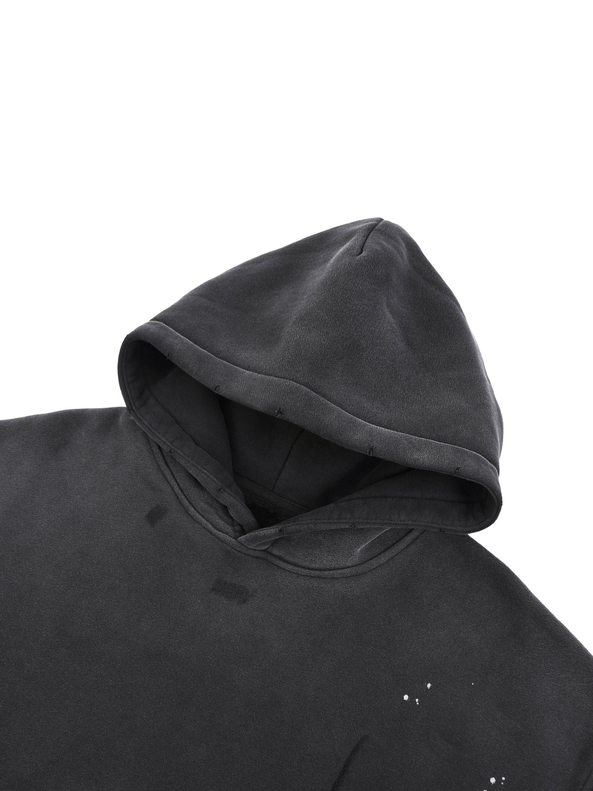 White Logo Frayed Fleece Hoodie