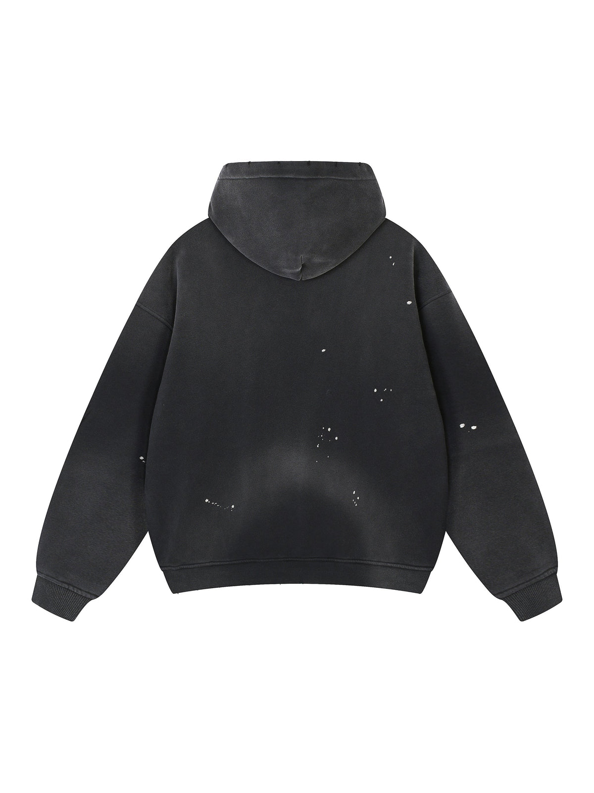 White Logo Frayed Fleece Hoodie