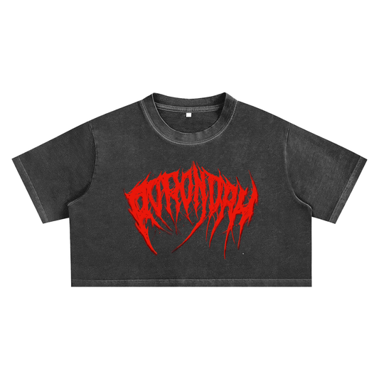 Red Logo Washed Crop Top